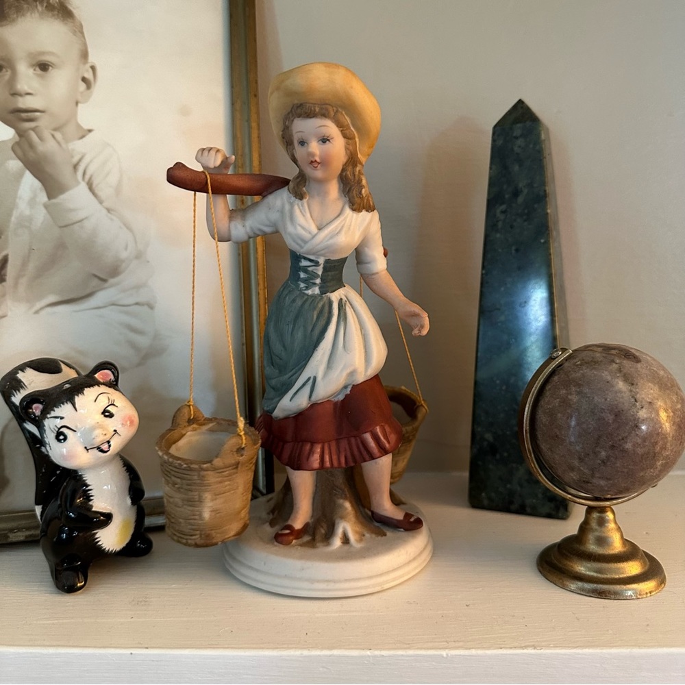 Vintage Enesco Water Girl with Balancing Buckets 7” Figurine